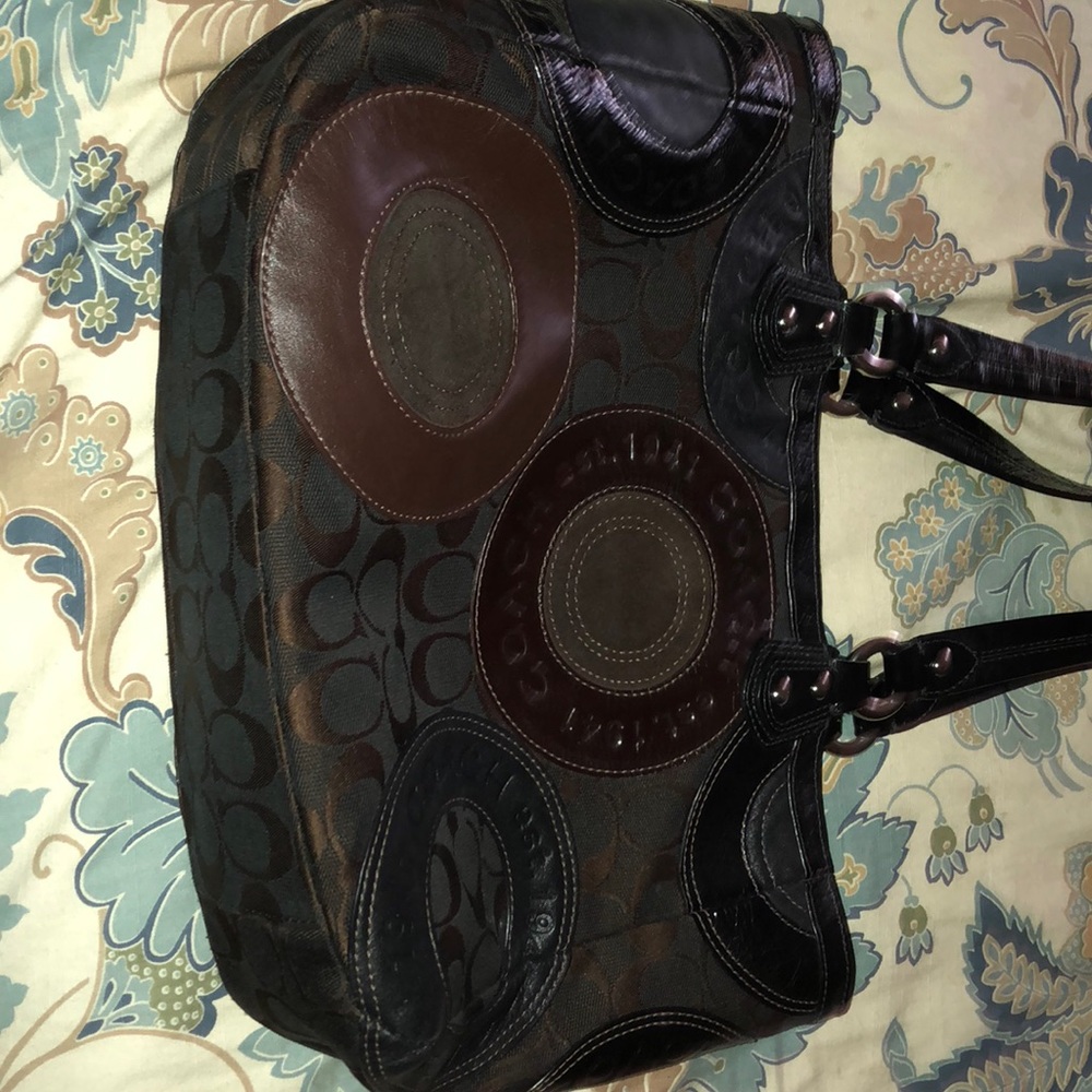 Coach Leather, Suede Patchwork Handbag. - image 1